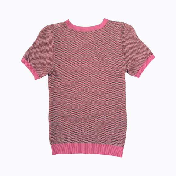 Zara Knit Sweater S/M Pink Pattern Stretchy Y2K Dopamine Dressing Grandmacore - Picture 2 of 6
